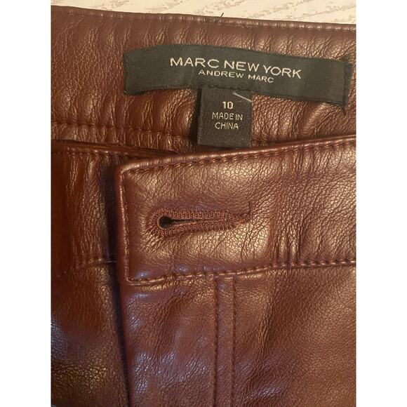 Marc New York Andrew Marc Women’s Faux Leather Pants Brown Size 10 - Picture 2 of 8